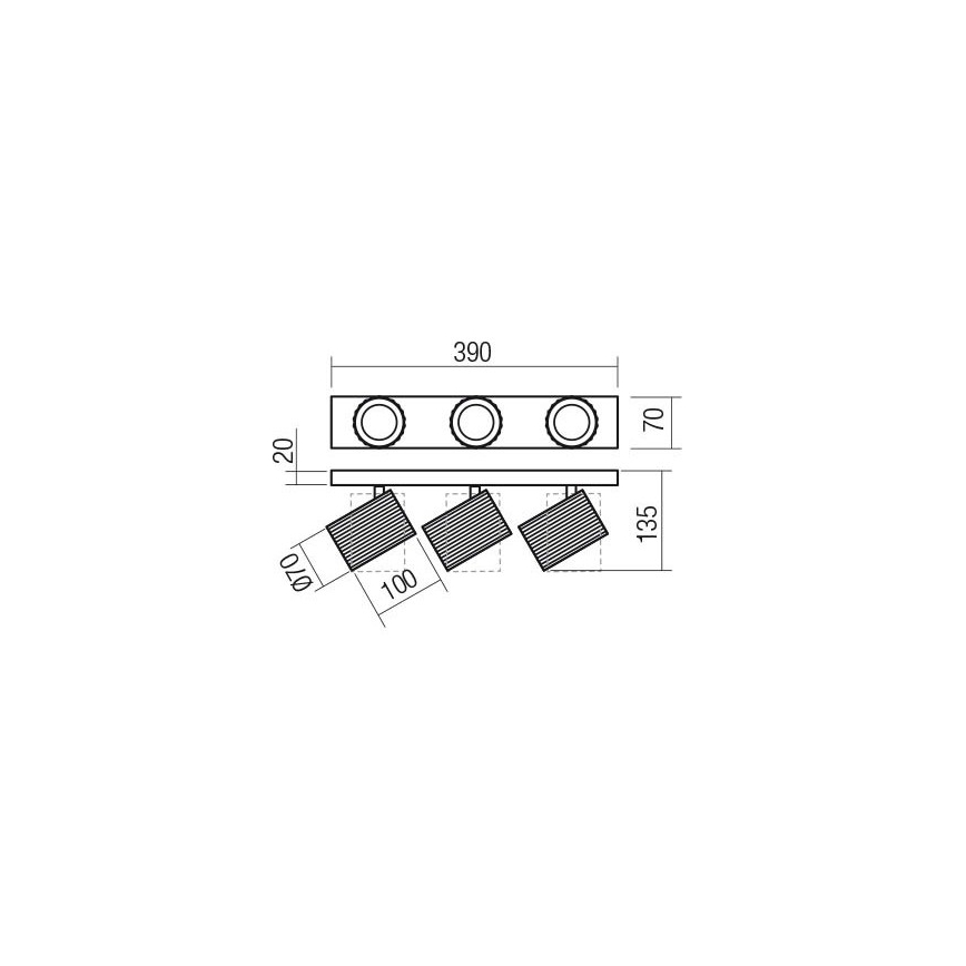 Redo 01-3405 - Spotarmatur DELPHI 3xGU10/7W/230V guldfarvet