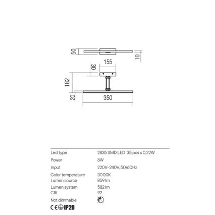 Redo 01-3460 - LED gallerilampe LINEAR LED/8W/230V 35 cm CRI 92 hvid