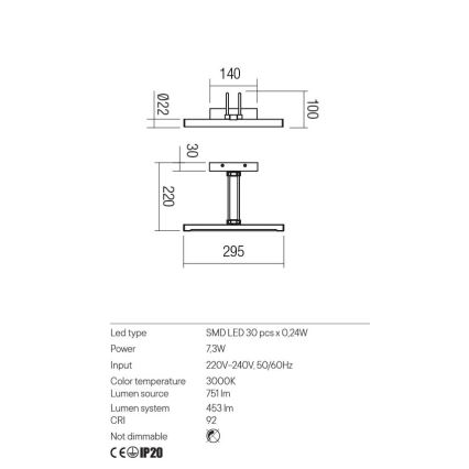 Redo 01-3468 - LED gallerilampe IKON LED/7,3W/230V 29,5 cm CRI 92 hvid