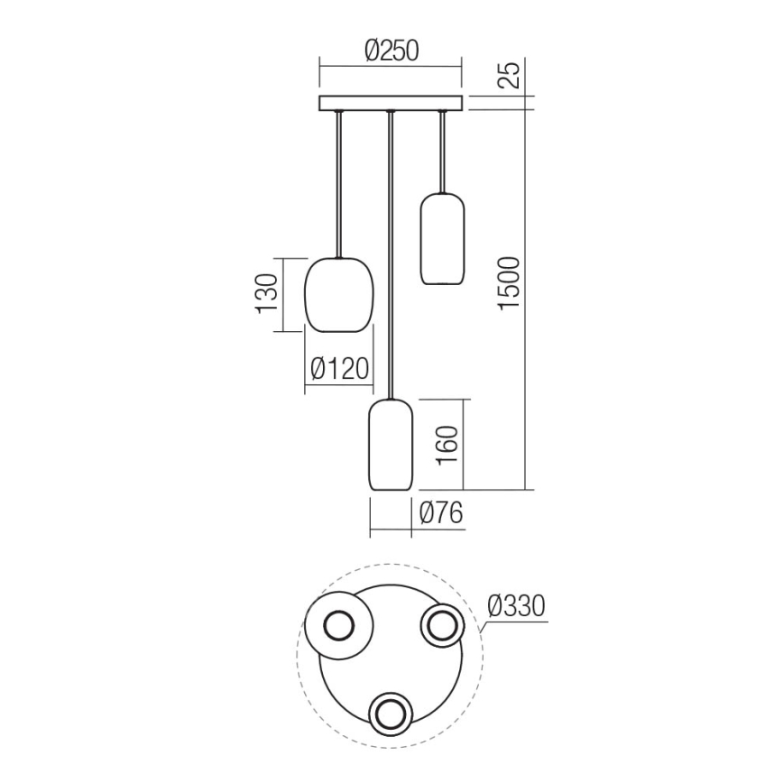 Redo 01-3480 - Pendel BOOM 3xGU10/10W/230V diameter 33 cm sort/grøn/brun