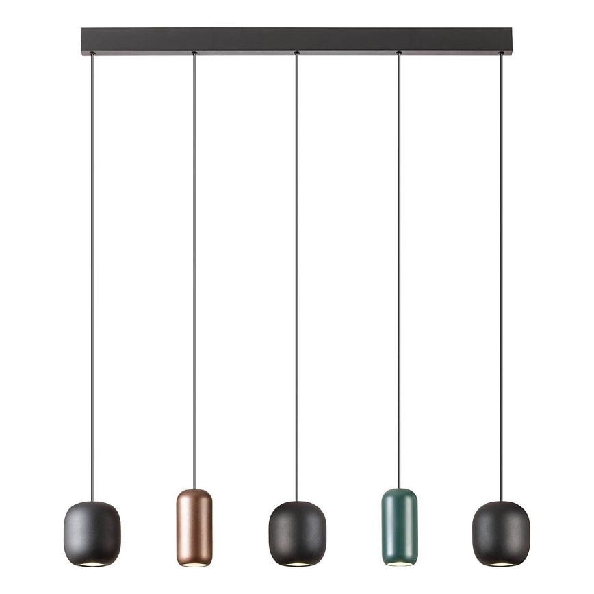 Redo 01-3481 - Pendel BOOM 5xGU10/10W/230V sort/grøn/brun