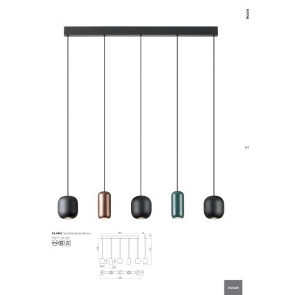 Redo 01-3481 - Pendel BOOM 5xGU10/10W/230V sort/grøn/brun