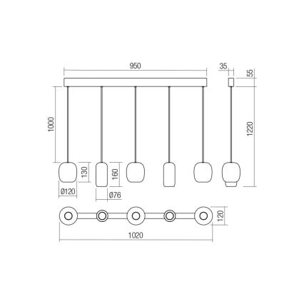 Redo 01-3481 - Pendel BOOM 5xGU10/10W/230V sort/grøn/brun