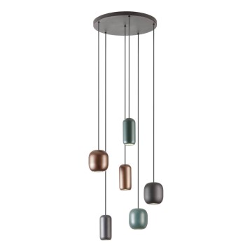 Redo 01-3482 - Pendel BOOM 6xGU10/10W/230V diameter 48 cm sort/grøn/brun