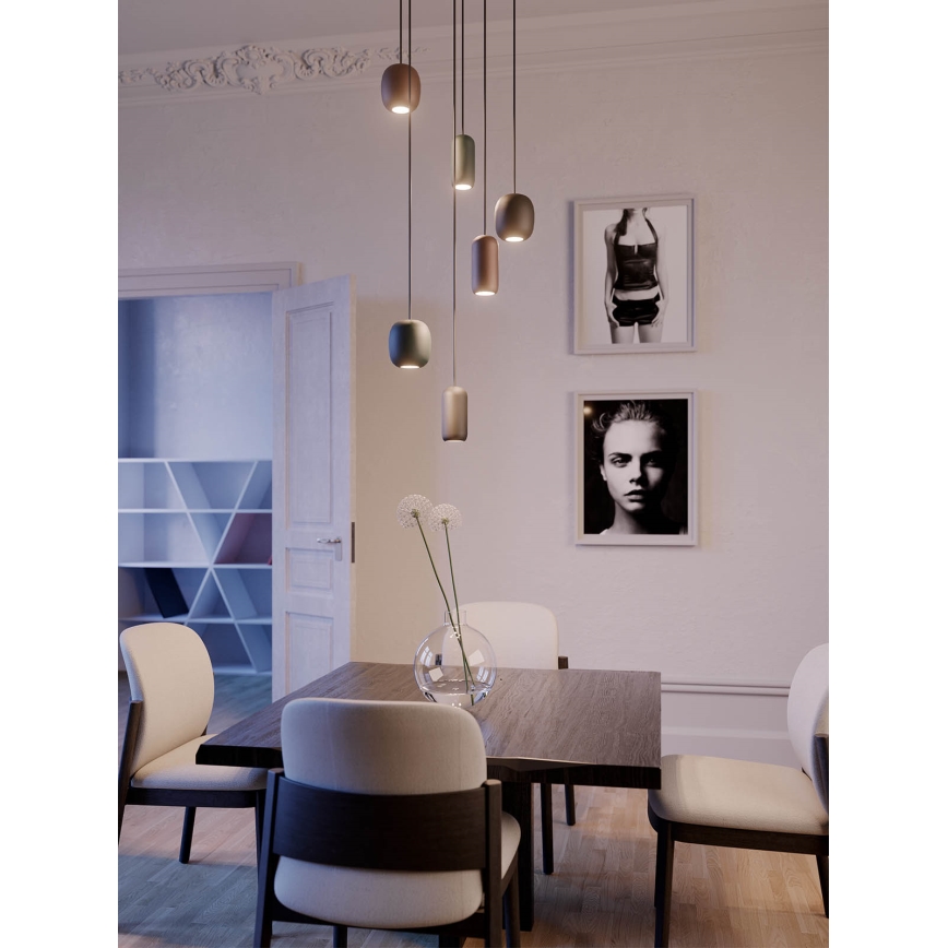 Redo 01-3482 - Pendel BOOM 6xGU10/10W/230V diameter 48 cm sort/grøn/brun