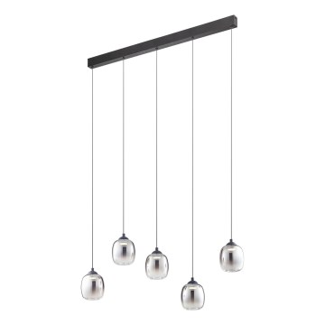 Redo 01-3490 - LED dæmpbar pendel på wire KHADI 5xLED/5,2W/230V CRI 90 sort/røget
