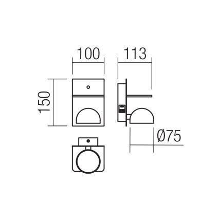 Redo 01-3491 - LED vægspot SEIBI LED/7W/230V USB CRI 90 hvid