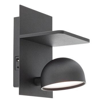 Redo 01-3491 - LED vægspot SEIBI LED/7W/230V USB CRI 90 sort