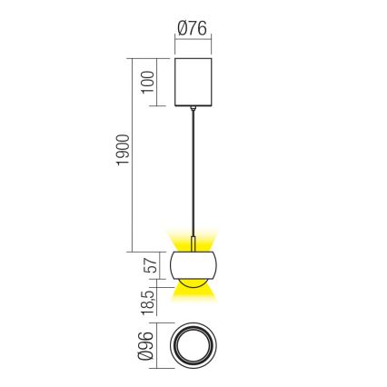 Redo 01-3550 - LED pendel AVES LED/12W/230V diameter 9,6 cm CRI 90 sort