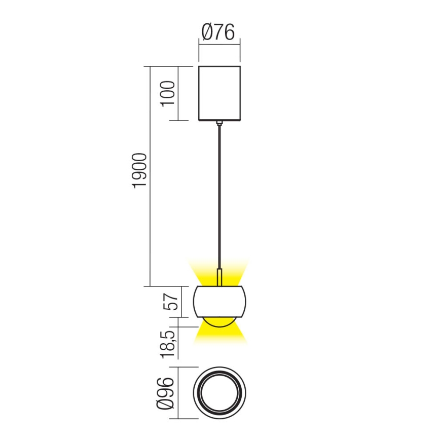 Redo 01-3550 - LED pendel AVES LED/12W/230V diameter 9,6 cm CRI 90 sort