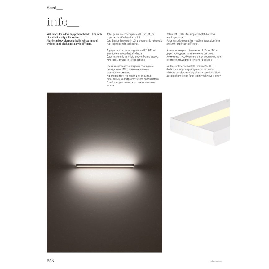 Redo 01-3555 - LED væglampe SEED LED/30W/230V sort