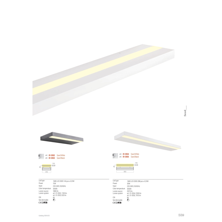 Redo 01-3555 - LED væglampe SEED LED/30W/230V sort