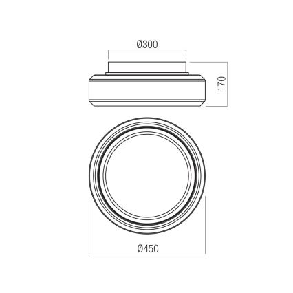 Redo 01-3590 - LED loftlampe SOLERA LED/36W/230V diameter 45 cm CRI 93 3000/4000K grå