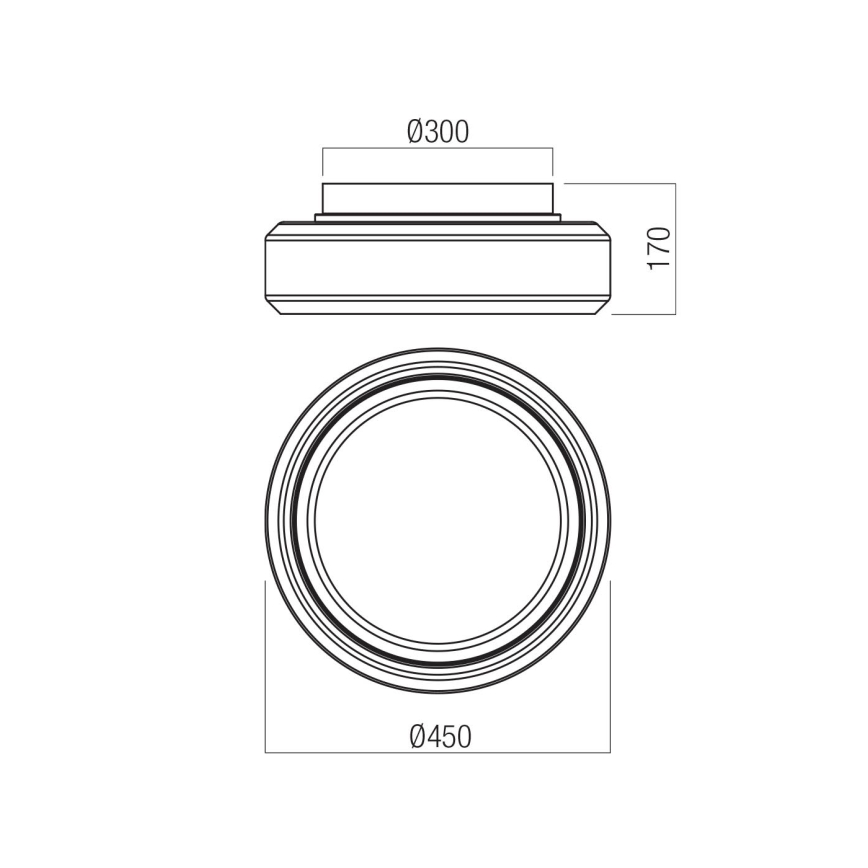 Redo 01-3590 - LED loftlampe SOLERA LED/36W/230V diameter 45 cm CRI 93 3000/4000K grå