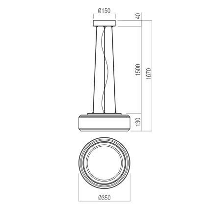 Redo 01-3591 - LED pendel SOLERA LED/24W/230V diameter 35 cm CRI 93 3000/4000K grå