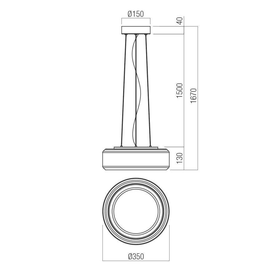 Redo 01-3591 - LED pendel SOLERA LED/24W/230V diameter 35 cm CRI 93 3000/4000K grå