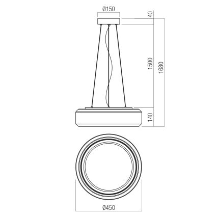 Redo 01-3592 - LED pendel SOLERA LED/36W/230V diameter 45 cm CRI 93 3000/4000K grå