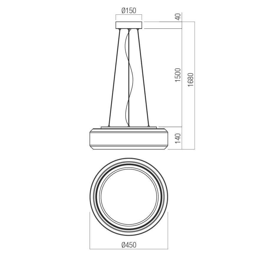 Redo 01-3592 - LED pendel SOLERA LED/36W/230V diameter 45 cm CRI 93 3000/4000K grå