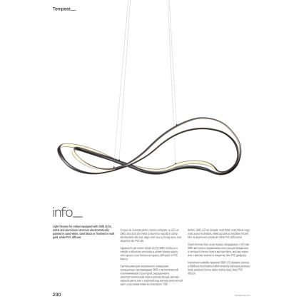 Redo 01-3598 - LED-dæmpbar pendel på kabel TEMPEST LED/58W/230V, guld