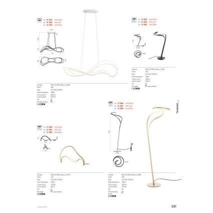 Redo 01-3598 - LED-dæmpbar pendel på kabel TEMPEST LED/58W/230V, guld