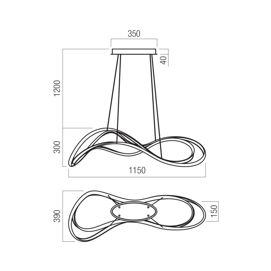 Redo 01-3598 - LED-dæmpbar pendel på kabel TEMPEST LED/58W/230V, guld