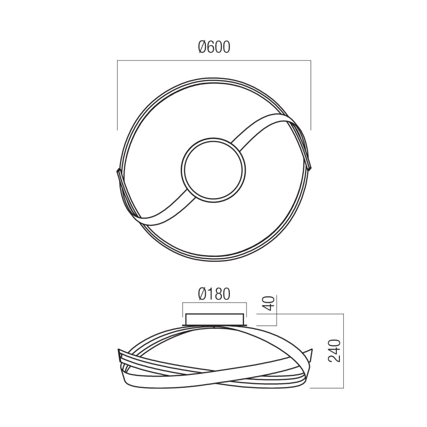 Redo 01-3613 - dæmpbar LED-loftlampe IMPULS, 34 W, 230 V, Ø 60 cm, guld