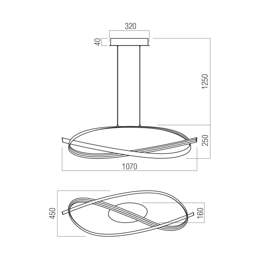 Redo 01-3616 - Dæmpbar LED-pendel på wire IMPULS LED/38W/230V guld