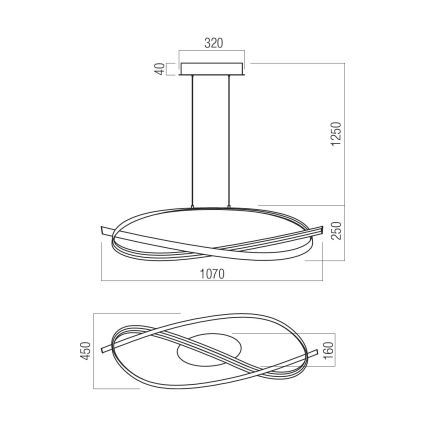 Redo 01-3617 - Dæmpbar LED-pendel på wire IMPULS LED/38W/230V sort
