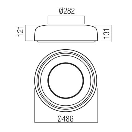 Redo 01-3722 - LED-loftlampe DIP LED/30W/230V 2700/3000/4000/5000/6500K CRI 90 Ø 48,6 cm sort
