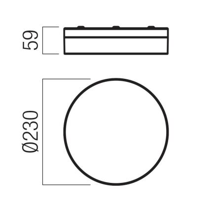 Redo 01-3735 - LED loftlampe til badeværelse FRISBI LED/12W/230V diameter 23 cm CRI 90 3000/4000K IP44 sort