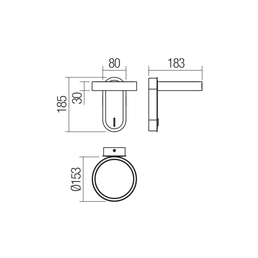 Redo 01-3764 - LED væglampe KEEN LED/6W/230V CRI 90 sort