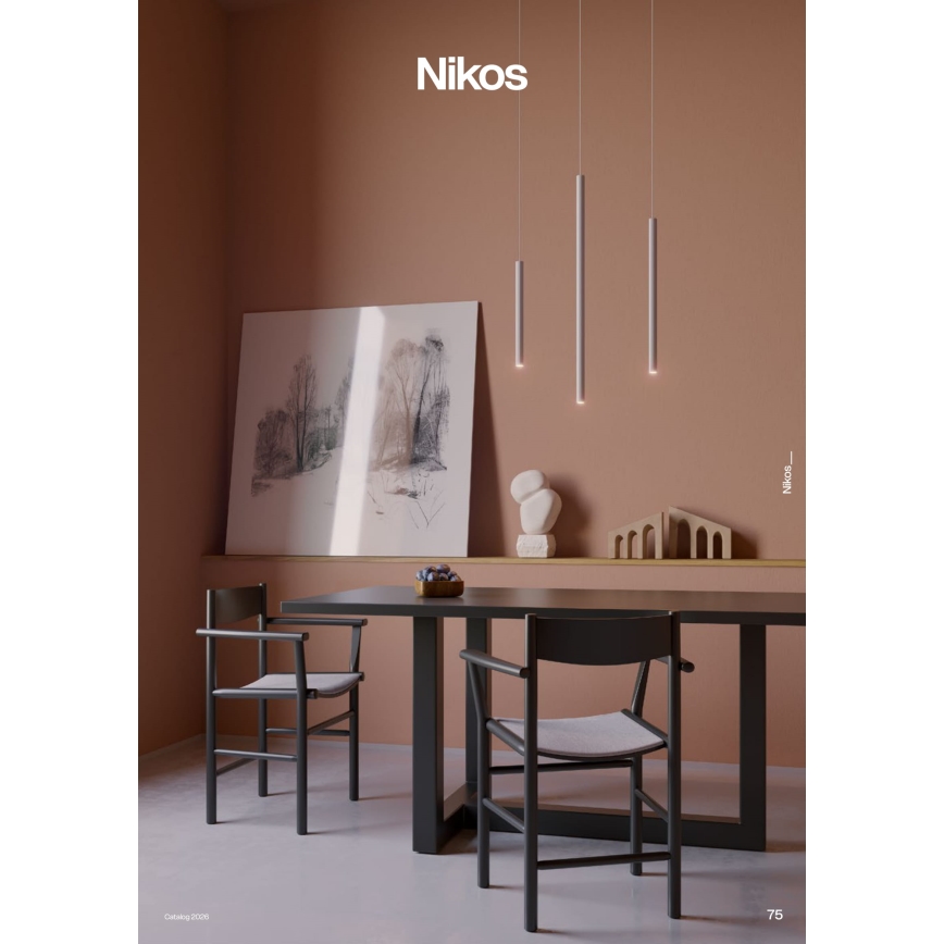 Redo 01-3856 - LED-pendel på wire NIKOS LED/8W/230V 3000K CRI 90 Ø 6 cm hvid