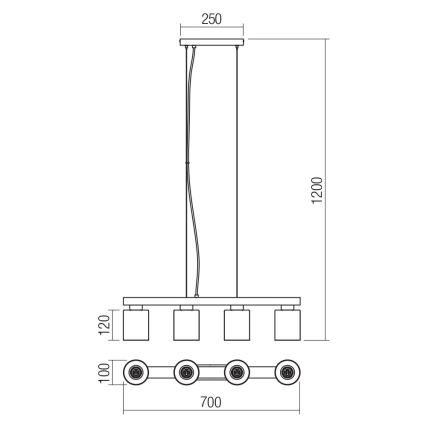 Redo 01-3986 - Pendel ROTIS 4xE27/15W/230V