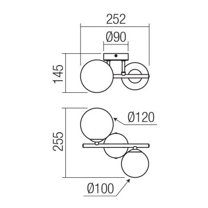 Redo 01-3987 - Loftlampe ASTRA 2xG9/8W/230V sort