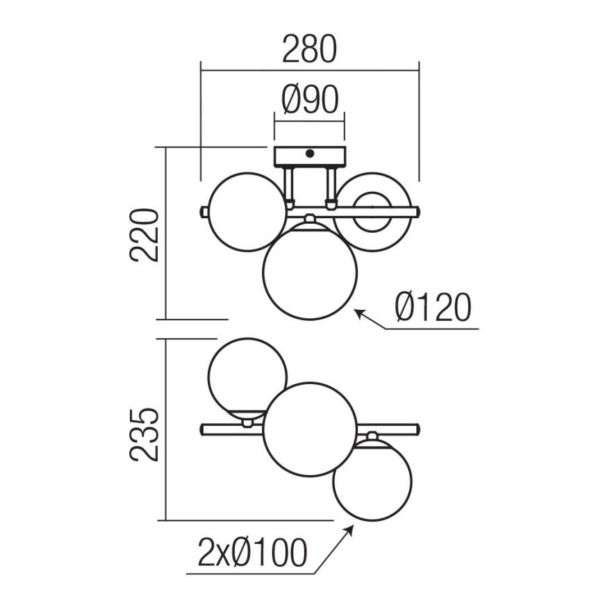 Redo 01-3988 - Loftlampe ASTRA 3xG9/8W/230V sort