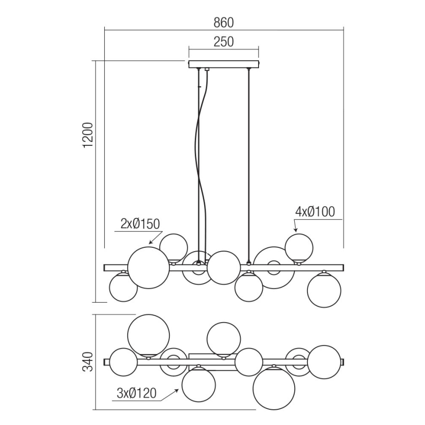 Redo 01-3989 - Pendel ASTRA 9xG9/8W/230V sort