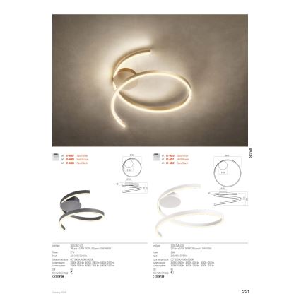 Redo 01-4010 - LED-dæmpbar loftlampe SCROLL LED/38W/230V 3000K/4000K/6000K CRI 90 pr. 60 cm hvid