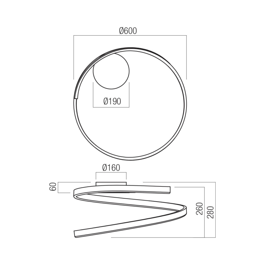 Redo 01-4011 - LED dæmpbart loftarmatur SCROLL LED/38W/230V 3000K/4000K/6000K CRI 90 Ø 60 cm guld