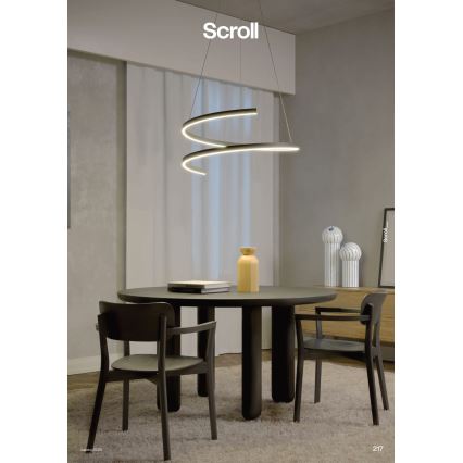 Redo 01-4015 - LED-dæmpbar pendel på wire SCROLL LED/38W/230V 3000K/4000K/6000K CRI 90 Ø 60 cm sort