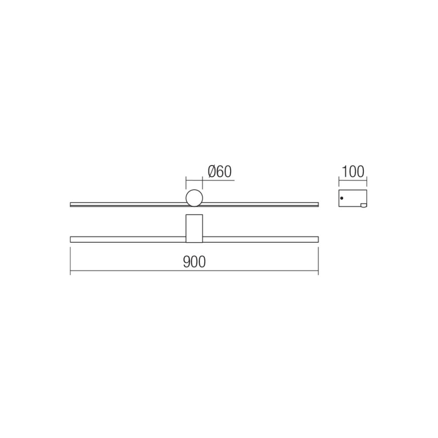 Redo 01-4036 - LED spejllampe til badeværelse ROW LED/18W/230V 90 cm IP44 sort