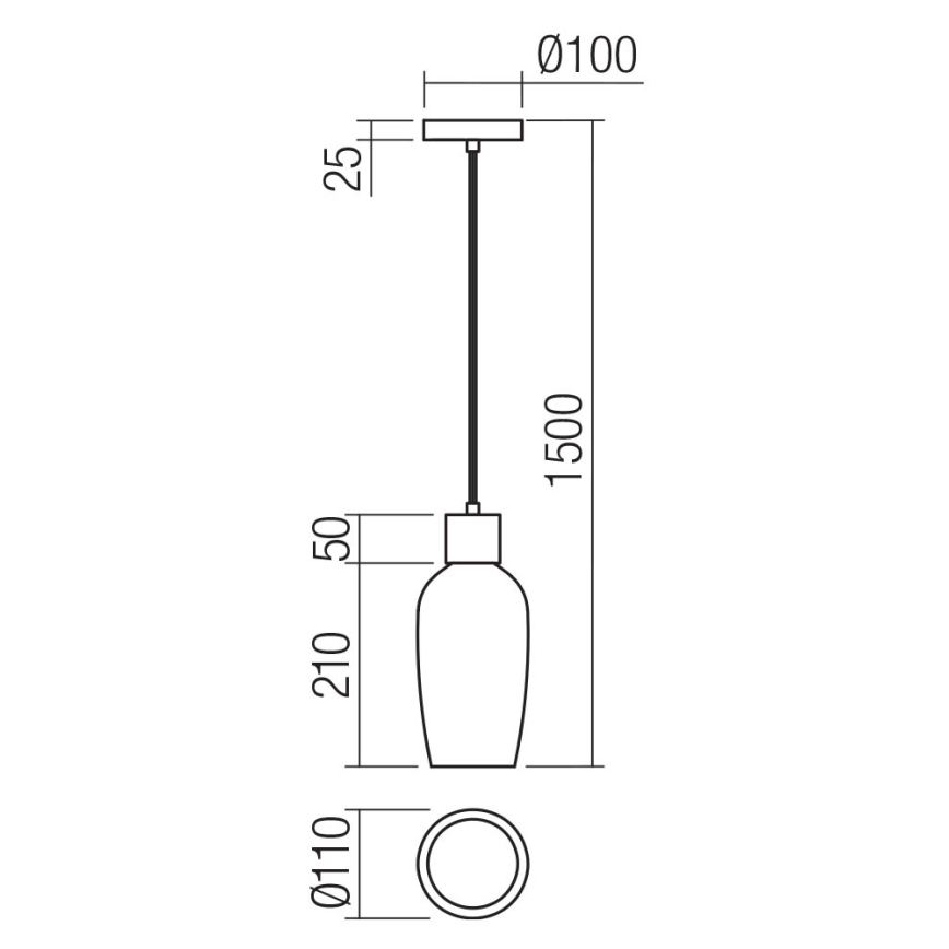 Redo 01-4044 - Pendel ATLANTIS 1xE27/42W/230V diameter 11 cm sort