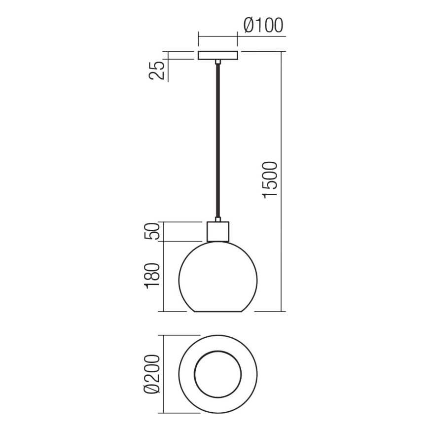 Redo 01-4045 - Pendel ATLANTIS 1xE27/42W/230V diameter 20 cm sort