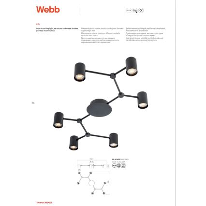 Redo 01-4048 - Spotlampe WEBB 6xGU10/10W/230V sort
