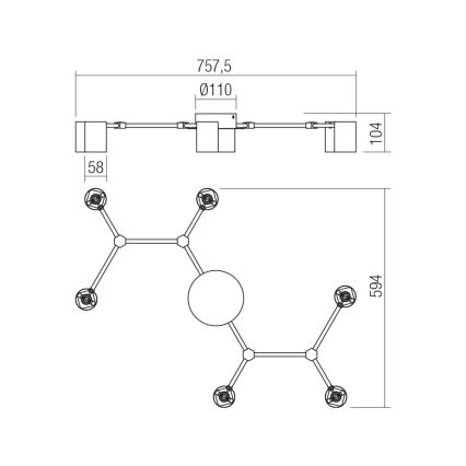 Redo 01-4048 - Spotlampe WEBB 6xGU10/10W/230V sort