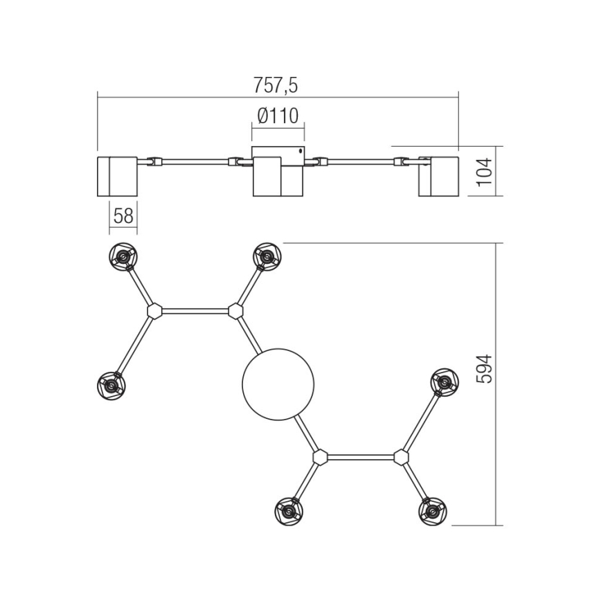 Redo 01-4048 - Spotlampe WEBB 6xGU10/10W/230V sort