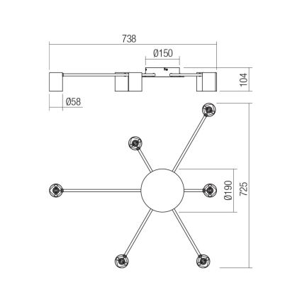 Redo 01-4052 - Spotlampe NOA 6xGU10/10W/230V sort