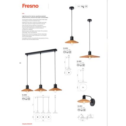 Redo 01-4053 - Væglampe FRESNO 1xE27/42W/230V