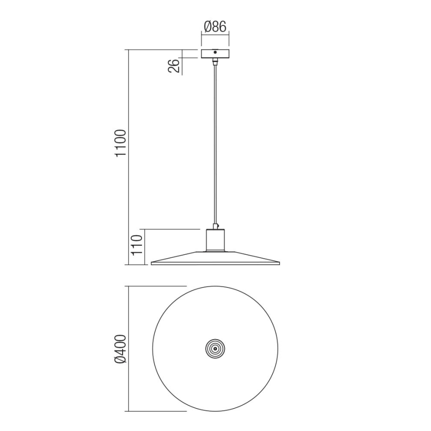 Redo 01-4055 - Pendel FRESNO 1xE27/42W/230V diameter 40 cm