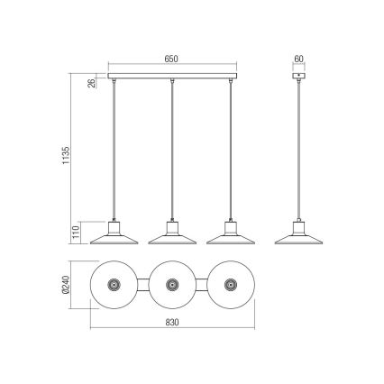 Redo 01-4056 - Pendel FRESNO 3xE27/42W/230V