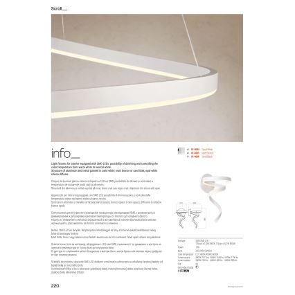 Redo 01-4281 - LED dæmpbar gulvlampe SCROLL LED/30W/230V 3000K/4000K/6000K CRI 90 hvid
